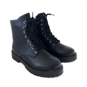 Black Bamboo Combat Boots